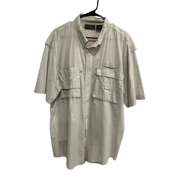 Field & Stream Mens XL Tan Short Sleeve Button-Up Shirt With Pockets - Picture 1 of 8